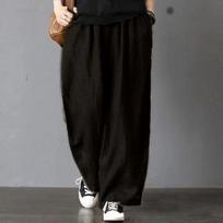 Women's Baggy Wide-Leg Pants High Waist Loose Casual Comfortable Daily Boho Style Trousers S juoda