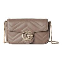 Gucci GG Marmont dygsniuota odinė rankinė per petį su grandinėle, smėlio spalvos, Grandinėlės Crossbody Sankabos Rankinė Moterims Kasdieniam Važiavimui, Vakarinėi Šventei 476433-DTDHD-1523 Box(Basic Set+Box) gray