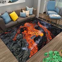 3D Volcano Lava Magma Printed Carpet for Bedroom Decor Living Room Large Area Bedside Non-slip Floor Mat Home Entrance Doormat 40x60CM
