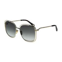 Chloe Chic Fashion Hollow Alloy Irregular Shape Sunglasses Women sunglasses CH0077SK-001 Gold,58