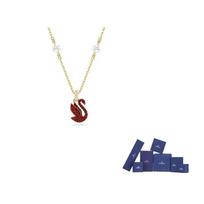 Swarovski gulbės karoliai moterims auksiniai/raudoni F-Original brand box raudona