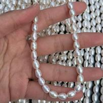 36cm White Rice Shaped Freshwater Pearl Strand 6.5-7.5mm Loose Beads for Bridal Wedding Handmade Jewelry Supplies 1Strand/6.5-7.5mm-36cm balta