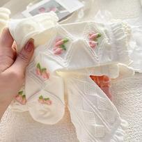 5 poros Lolita mielų baltų kojinių rinkinys mergaitėms pavasariui ir vasarai saldžios klostuotos mielos medvilninės kojinės moterims 5pcs