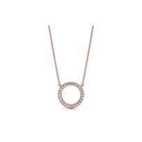 Pandora Rose gold širdelės 925 sidabro sintetinio kubinio cirkonio karoliai moterims 580515CZ sidabras