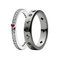 Pandora Starry Night Starry Night Design 925 Silver Ring Men and Women Couple Style Silver/Black Starry Night 48mm Mirror Jewelry Box juoda