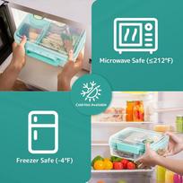 ABBY-Meal Prep Containers Reusable, Snackle Box Container Bento Box Adult, Bento Lunch Box With 2 Removable Trays