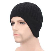 Žieminė beanie megzta kepurė Vyriška žieminė skrybėlė vyrams Moteriškos Skullies Beaines Madingi ausų atvartai Gaubtas minkštas šiltas kepurė 55-63CM juoda