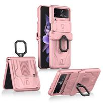 Samsung Z Flip 4 5g Apsauga nuo kritimo Kameros objektyvo dangtelis dėklas Samsung Galaxy Z Flip 4 Flip4 Zflip4 Žiedo laikiklis krepšys for samsung z flip 4 rožinė
