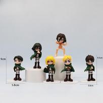 6 vnt./rinkinys 9 cm Attack on Titan figūrėlė Rivaille Eren Mikasa Armin modelis Figūrėlė Stalo dekoracija Kolekciniai dovanos Žaislas