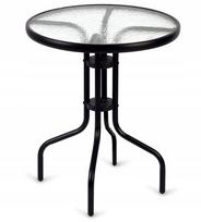 Stalas sodui ir balkonui, 60cm, grūdintas stiklas, metalinis