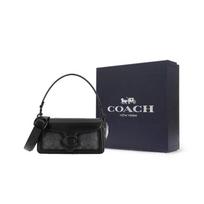 COACH Tabby dengto drobės ir veršio odos rankinė per petį, maža moteriška juoda rankinė ant peties One Size juoda
