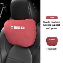 URDV7 Car Logo Suede Seat Headrest Neck Pillow Soft Comfort Cushion Lumbar Support For KIA Cerato Proceed Venga Stonic Picanto Sorento