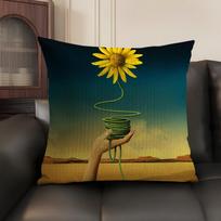 S-Salvador Dali Pop Art Cushion Cover Natural Linen Organic Fabric Double-Sided Printing Sofa Home Decor Gift Pillow Case Peach skin 18*18(CM)-1Pcs black