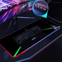 Lingshe Illuminated Mouse Pad, HUB RGB Gaming Mouse Pad, Extra Large Desk Mat, Thickened 300*800*4MM F62 Laser HUB Model, Gift Box Packaging