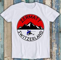 Zermatt Switzerland Mountain Skiing Ski Snowboard Funny Gift Tee T Shirt 1917 XL black