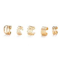 5Pcs Minimalist Ear Cuff Set Hollow Clip-On Cartilage Earrings Non Piercing Boho Jewelry for Women auksas