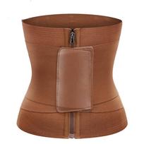 Labai elastingas treniruočių shapewear kompresinis pilvo liekninimo diržas juosmens treniruoklis su užtrauktuku XS/S kava
