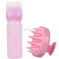 Hair Wash Comb and Massage Brush, Hair Color Applicator Bottle Hair Oil Bottle, Cleaning Shampoo Comb Bottle Set for Hair Types rožinė