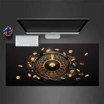 Golden Game Wheel Mousepad Desk Pad Large Gaming Mouse Pad Gamer Ofice Mat Mouse Pad Light Gaming Room Desk Mat Unisex 30cmx60cm(11.8x23.6inch)