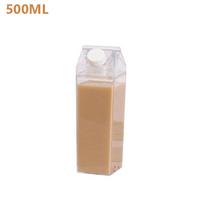 Milk Carton Water Bottle Transparent Plastic Square Milk Orange Juice Tea Container Box Sport Cup for Sports Travel Camping 500-1000ml