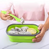 800ml Collapsible Food Container Capacity Bento Lunch Box Portable Foldable Bento Box  Picnic žalia