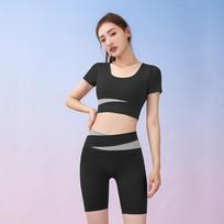 Sports Set Women 2 Piece Set Gym Crop Top Seamless Shorts Yoga Sets Sport Bras Suit Summer Workout Outfit Fitness Gym Clothes S juoda