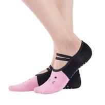 Women Yoga Socks Silicone Anti-slip Ballet Pilates Socks Women Backless Breathable Bandage Dance Sports Socks One size beige