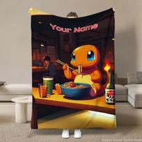 Custom Name Personalized Blanket Pokémon Charizard Throw Blanket Warm Soft Fluffy Kids and Adult Sofa Bed Travel Cartoon Blanket 30x40in