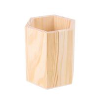 DIY Painting Pen Container Wooden Makeup Brush Holder Desktop Organizer  School Office Hexagonal