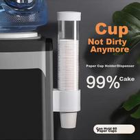 Dipuer Disposable Cup Holder, No-Drill Wall-Mounted Dust-Proof Plastic Cup Rack, Automatic Cup Dispenser for Water Coolers
