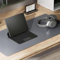 800*400mm Extra Large Dual Material Desk Pad Mouse Pad, Extended Large Computer Desk Pad, Leather Texture Natural Oak, Waterproof Wear-Resistant, Brow