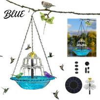 Backyard Bird Bath Cascade Fountain 3 Tiers Solar Birdbath Hanging Hummingbird Powered Bowl for Birds to Drink And Rest Outdoor Garden Patio rožinė