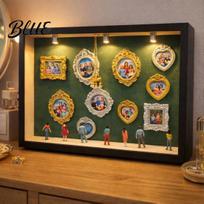 Wall Mount Shadow Box DIY Mini Museum Silhouette with Small Frames Figure Light Personalized Photo Frame Anniversary Wedding Birthday Decoration D