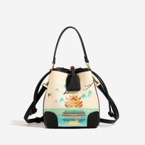 Niche High-end Ink Wash Chinese Feng Shui Bucket Bag, Small, Fresh, Versatile Commuting Shoulder Bag, Crossbody Bag 20x12.5x20cm