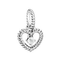 Pandora Love shape design sterling silver artificial crystal necklace / pendant women's silver 798854C04 sidabras