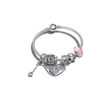 Pandora Cute Angel Love Pendant Set 925 Silver Glass Synthetic Cubic Zirconia Bracelet Women's Silver ZT-0655 sidabras