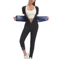 Professional Short Sleeve Sauna Jumpsuit with Adjustable Waist Trimmer Thermal Sweat Body Shaper Women Gym Workout Wear S mėlyna