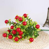 Dirbtinis vaismedis Namų dekoro augalas Bonsai Mažas vazoninis plastikinis gėlė Fortūna Apelsinų Kumquat Vaismedis 7 Forked Red Fruit