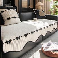 All Seasons Irregular Sofa Cover Pad One-Piece Anti-Slip Retro French Bow Accessory Patchwork Sofa Cushions Mats 90x70cm balta