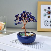 Hot Selling Treasure Pot and Crystal Money Tree Ornament - Creative Handmade Desktop Tree of Life brown