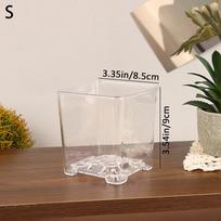Square Transparent Acrylic Flower Pots Breathable Bonsai Plant Pot Desktop Decoration For Garden Yard Living Room Balcony gray