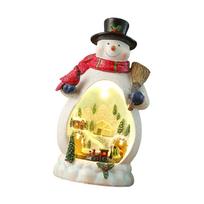 Christmas Toy Music Box Lighted Christmas Cabin Figurine Music Box with Rotating Train Snowman Music Box Santa Music Box