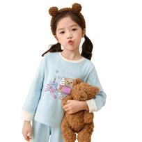 LUSON Baby Girl's Cartoon Long Sleeve Pajama Set 100 šviesiai mėlyna spalva