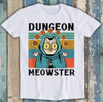 Dungeon Meowster Juokingas Nardas Žaidėjas Katė-D20 Kauliukai RPG Juokinga Dovana Marškinėliai M1389 3XL