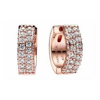 Pandora Timeless Pavé Double Brilliant Earrings Women's Rose Gold 282622C01 auksas