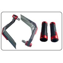 Universal Motorcycle Handguards & Handlebar Grips Set, Bullhorn Style Wind Deflector Hand Guard Protector, 811111417 raudona