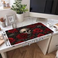 1PC Skull Roses Large Durable Mouse Pad Suitable for Office Desks, Gaming Desktops.Non-Slip Back P69 30cmx60cm(11.8x23.6inch)