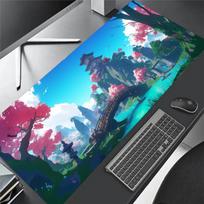 1pc Cartoon Landscape Anime Mouse Pad Big Large Desk Mat Non-Slip Rubber Base Light Gaming Room for PC Computer Laptop Unisex 30cmx60cm(11.8x23.6inch)