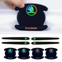 LJUL4 Car Door Handle Sticker Resistant Scratch Protective Strip For Skoda Fabia Octavia A7 RS Superb Rapid Yeti Karoq Kodiaq Kamiq