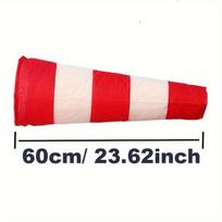 Tvirtas lauko vėjo rodyklė, tinkama oro uostams, ūkiams, parkams - Raudona/Balta/Oranžinė dryžuota, patvari poliesterio vėtrungė su cinkuotu kabliu 60cm  1pc